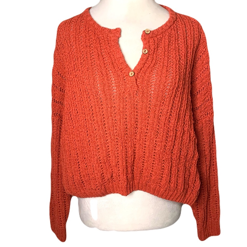 Tallulah women’s small burnt orange cropped knit pull-over casual sweater